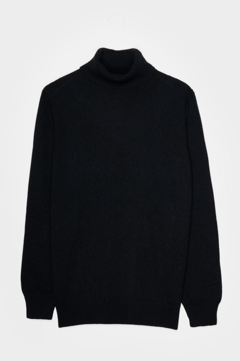 Maglia ciclista uomo cashmere collo alto nero
