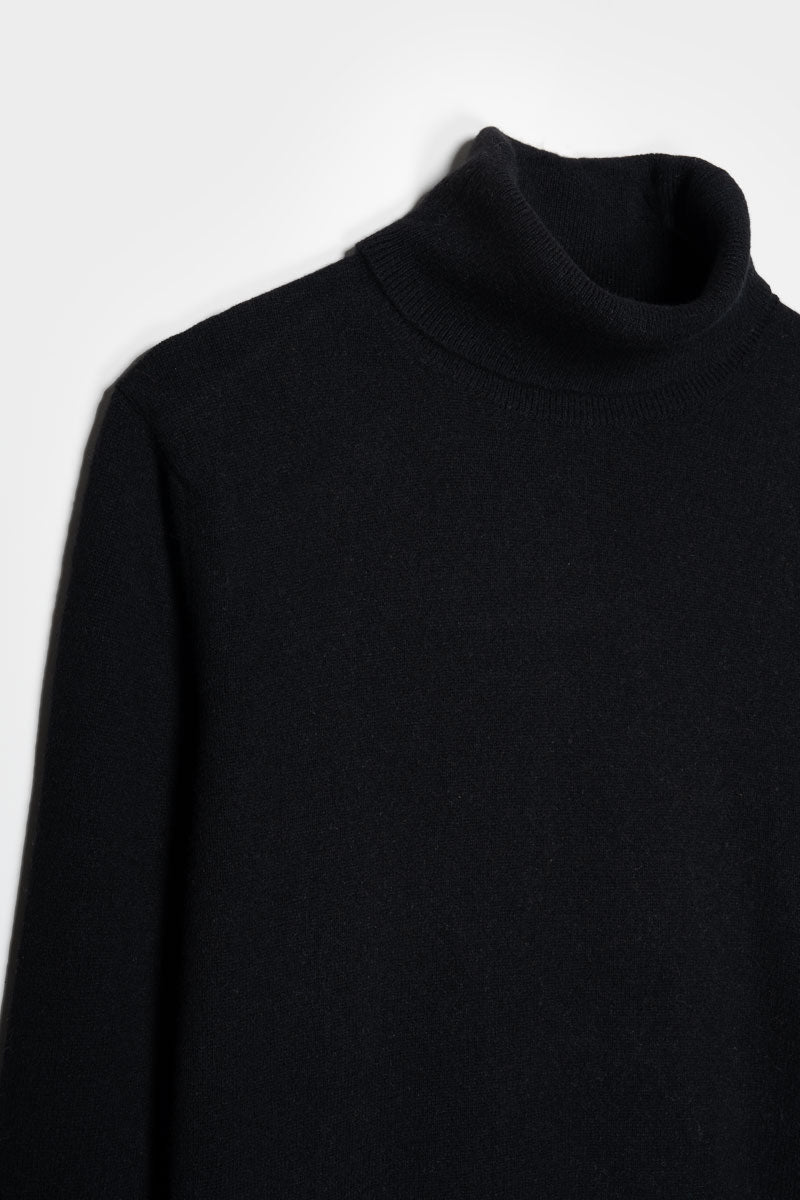 Maglia ciclista uomo cashmere collo alto nero