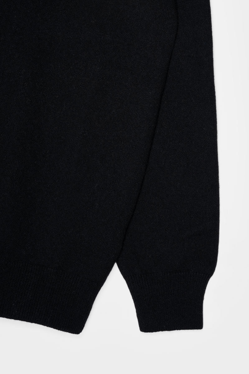 Maglia ciclista uomo cashmere leggero collo alto nero