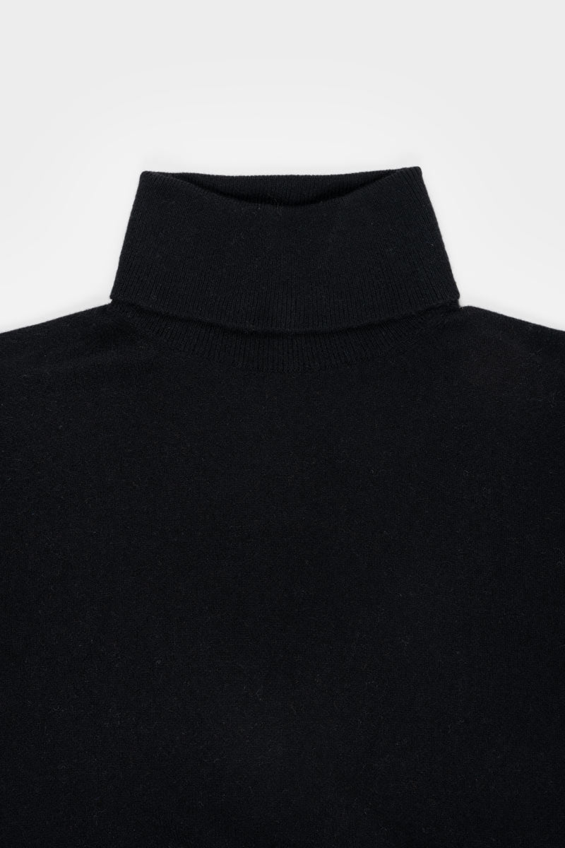 Maglia ciclista uomo cashmere leggero collo alto nero