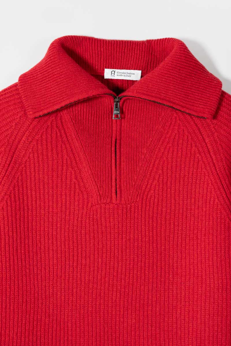 Maglia Zip Donna Lana Rigenerata Annalisa - Rifò Lab Moda circolare made in Italy 