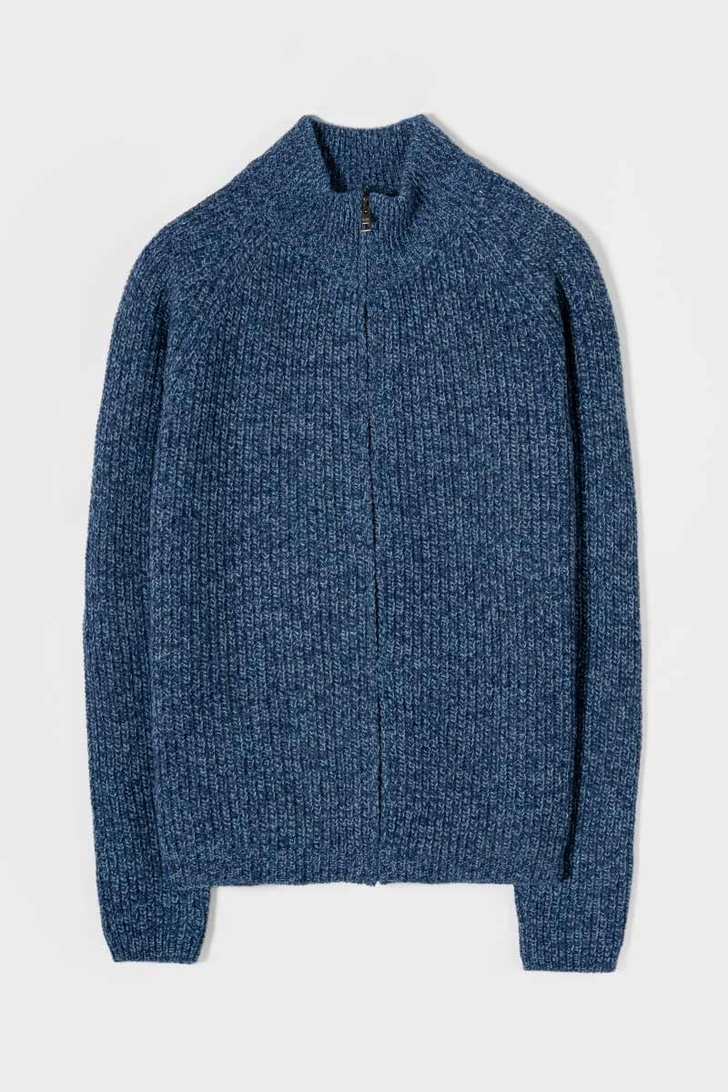 Cardigan con Zip Uomo Lana Rigenerata Vito - Rifò Lab Moda circolare made in Italy