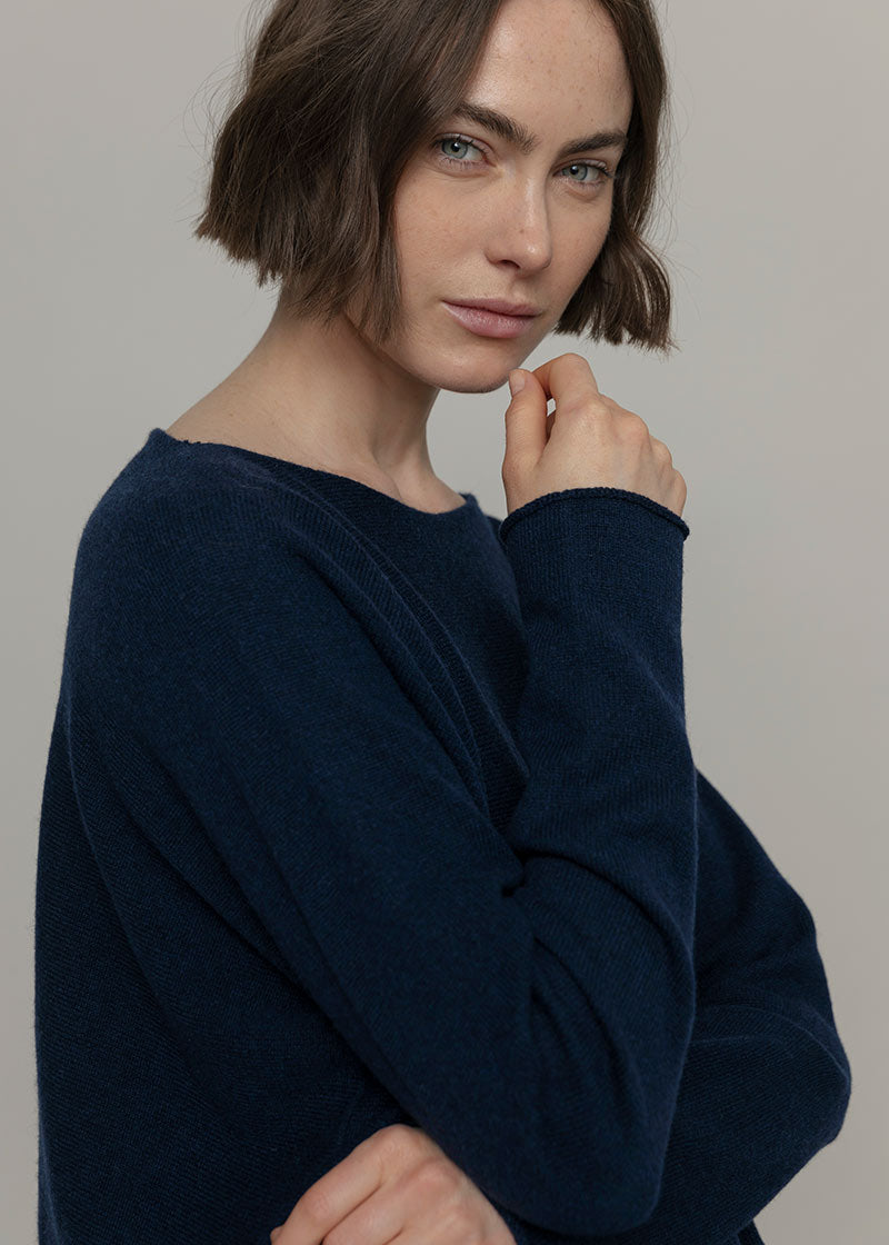 Maglia Scollo a Barca Donna Cashmere Silvia Blu - Rifò