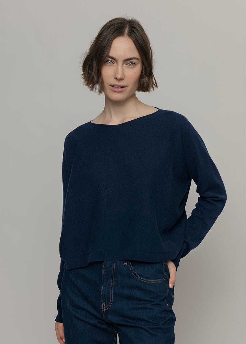 Maglia Scollo a Barca Donna Cashmere Silvia Blu - Rifò