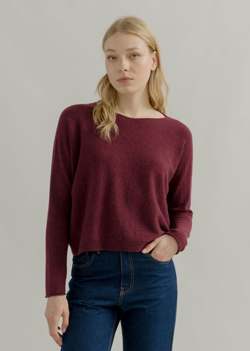 Maglia Scollo a Barca Donna Cashmere Silvia Rosso - Rifò