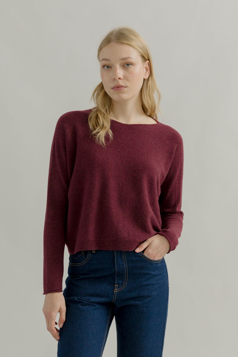 Maglia Scollo a Barca Donna Cashmere Silvia Rosso - Rifò