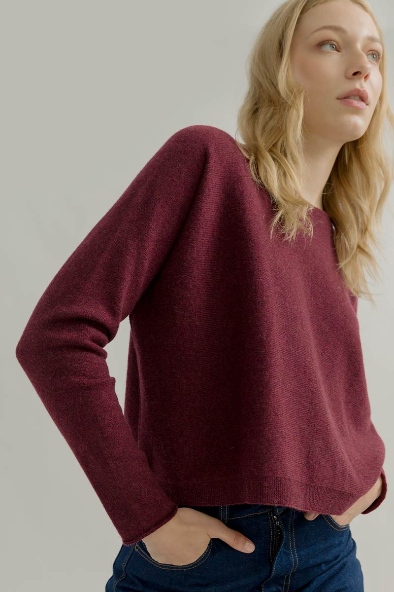 Maglia Scollo a Barca Donna Cashmere Silvia Rosso - Rifò