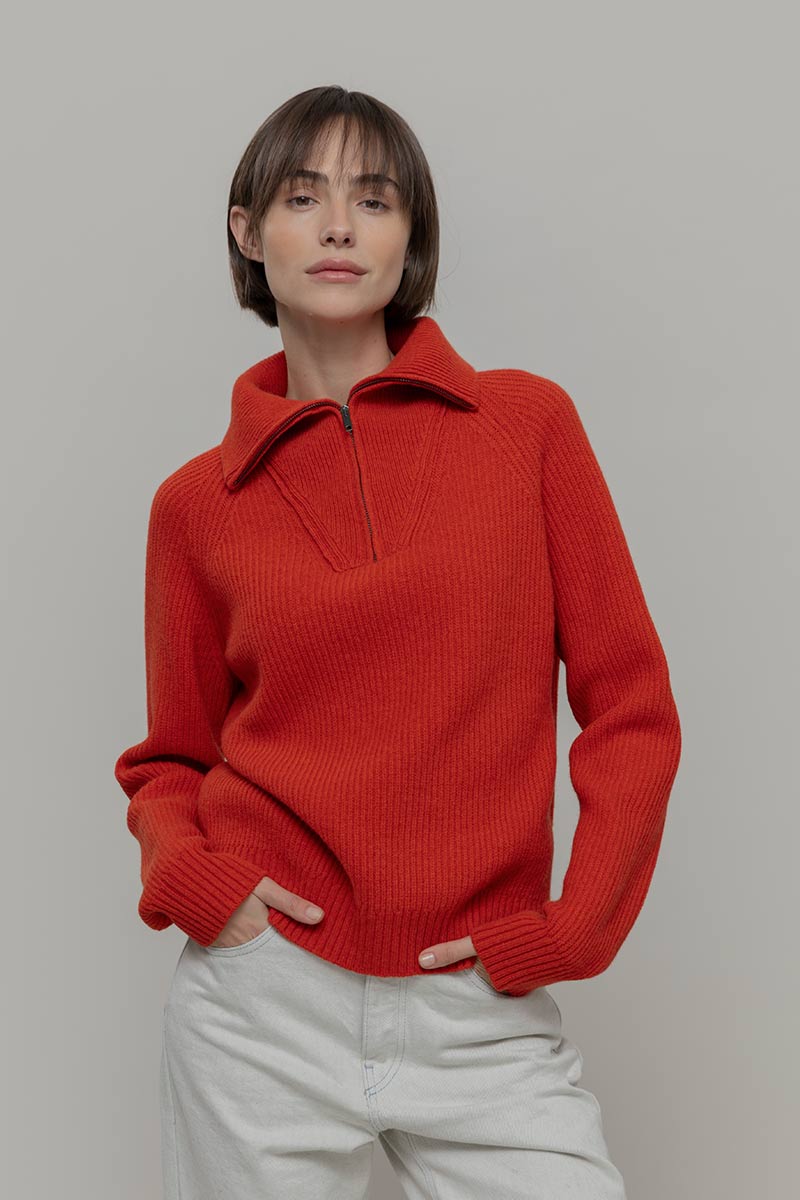 Maglia Zip Donna Lana Rigenerata Annalisa - Rifò Lab Moda circolare made in Italy 