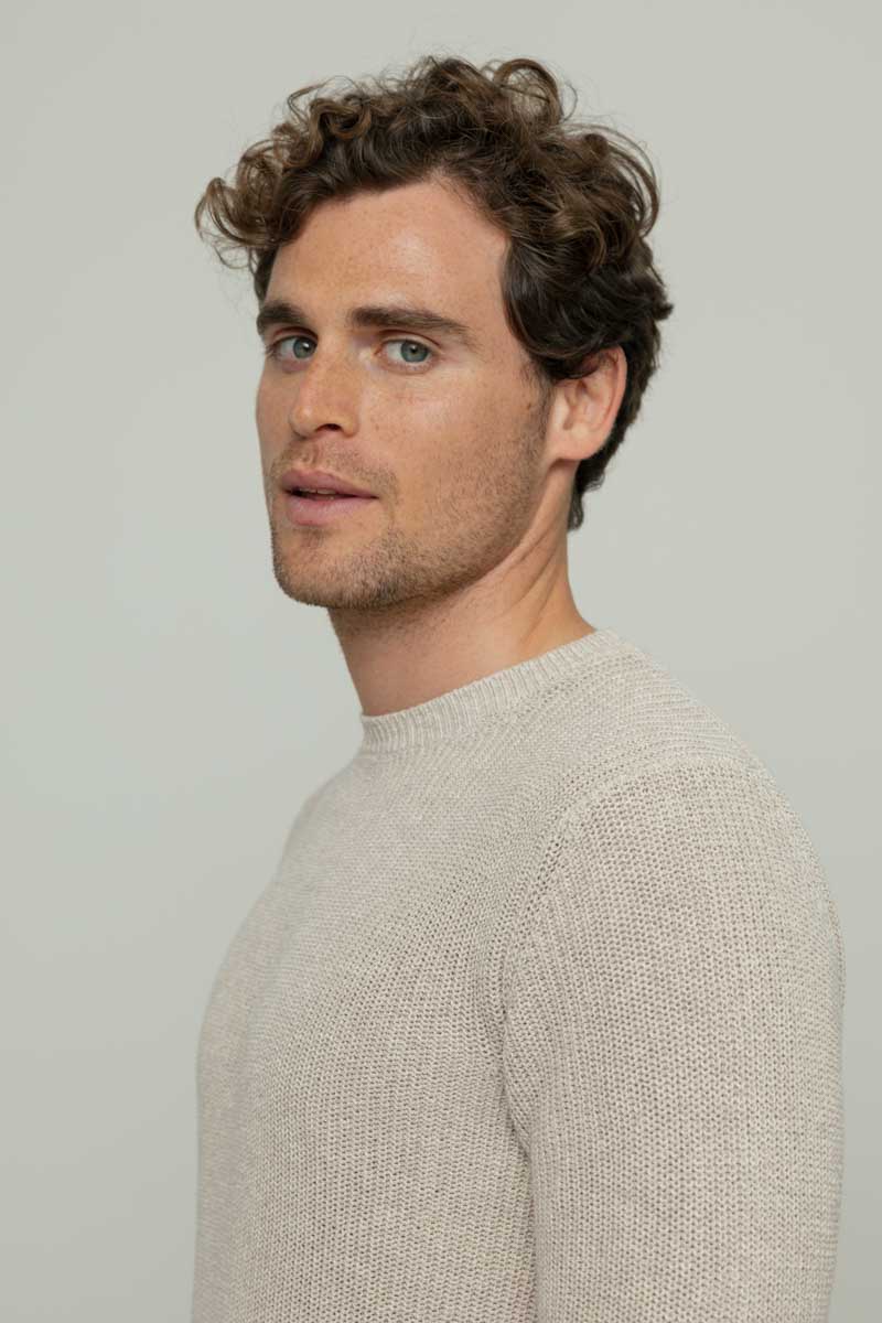 Beige Avena | Maglia Uomo Cotone Rigenerato Luca