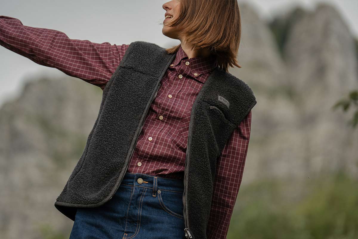 Giacca pile uomo donna in 100% lana riciclata - Rifò Lab Moda circolare made in Italy