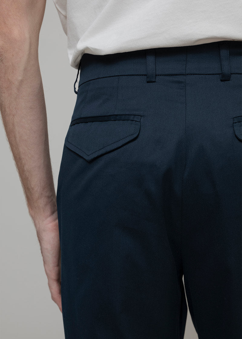Pantaloni Chino Uomo Cotone Dead Stock Blu Mauro  - Rifò Lab Moda circolare made in Italy