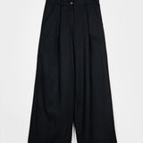 Pantaloni Palazzo Larghi Donna in Lana Neri Emanuela - Rifò Lab Moda circolare made in Italy