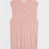 Maglia Polo Donna Senza Maniche Viscosa Rosa Blanca - Rifò Lab Moda circolare made in Italy