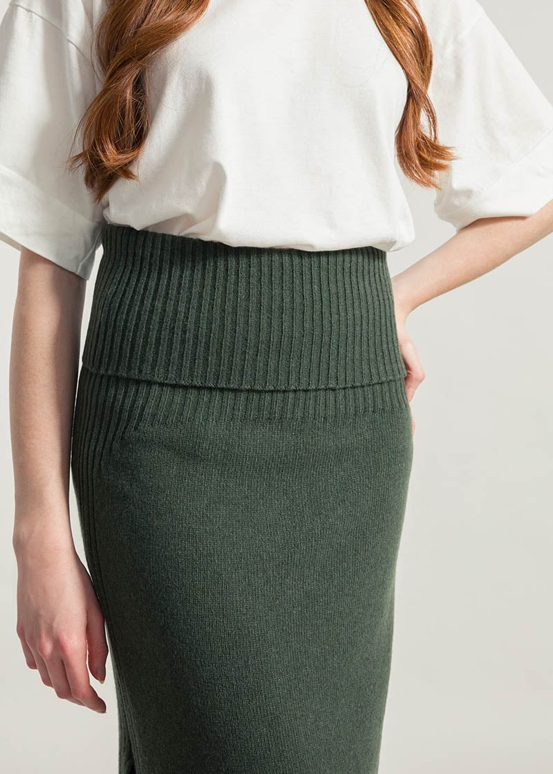 Verde Foresta | Gonna Cashmere Rigenerato Ginevra