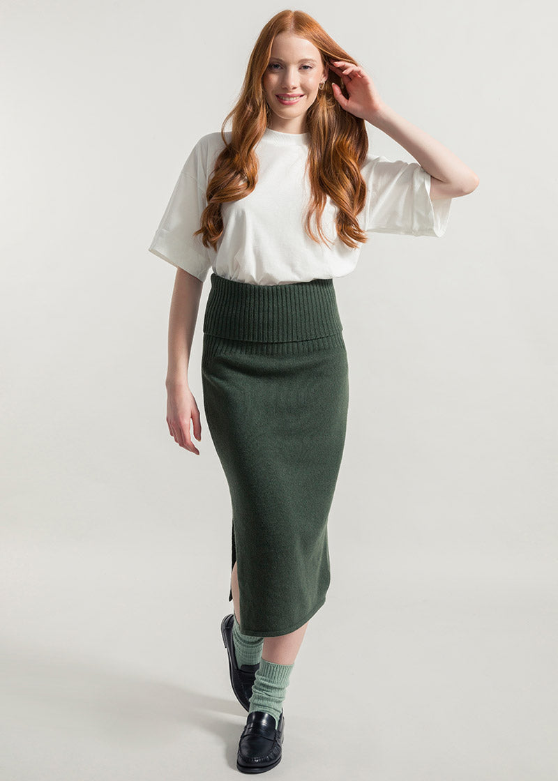 Verde Foresta | Gonna Cashmere Rigenerato Ginevra