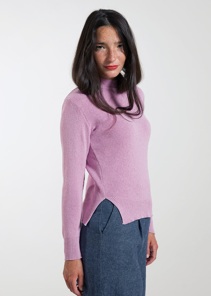 Recycled-cotton-turtleneck-Audrey-pink-6_1d91dd17-4f2e-4553-ac6d-3cc372fa3c53 - Rifò Lab Moda Circolare Made in Italy