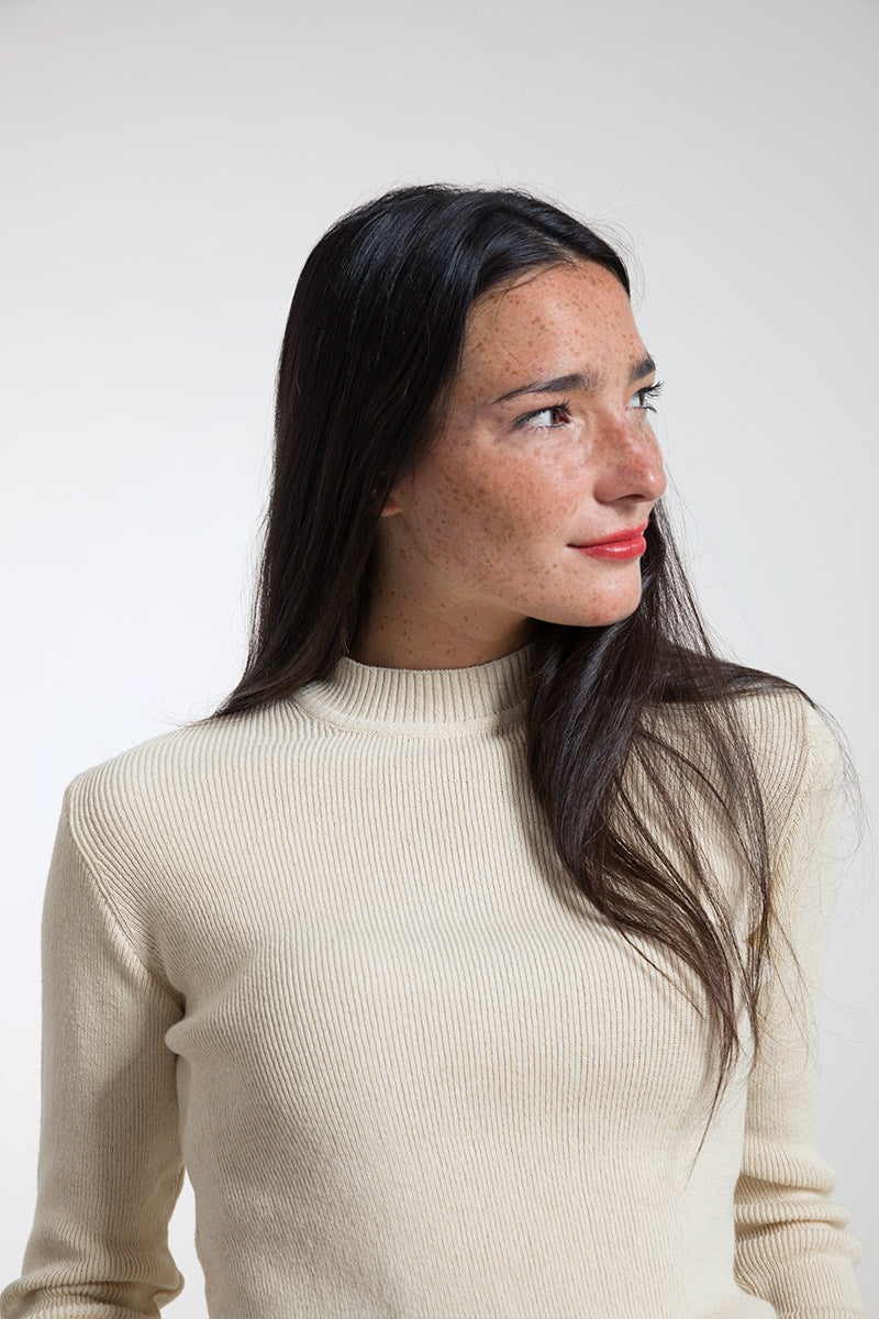 Bianco Burro | Maglia Donna Cotone Rigenerato Audrey