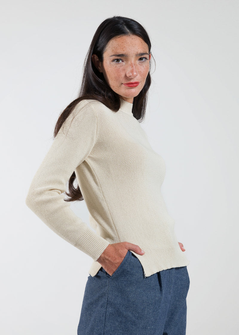 Bianco Burro | Maglia Donna Cotone Rigenerato Audrey