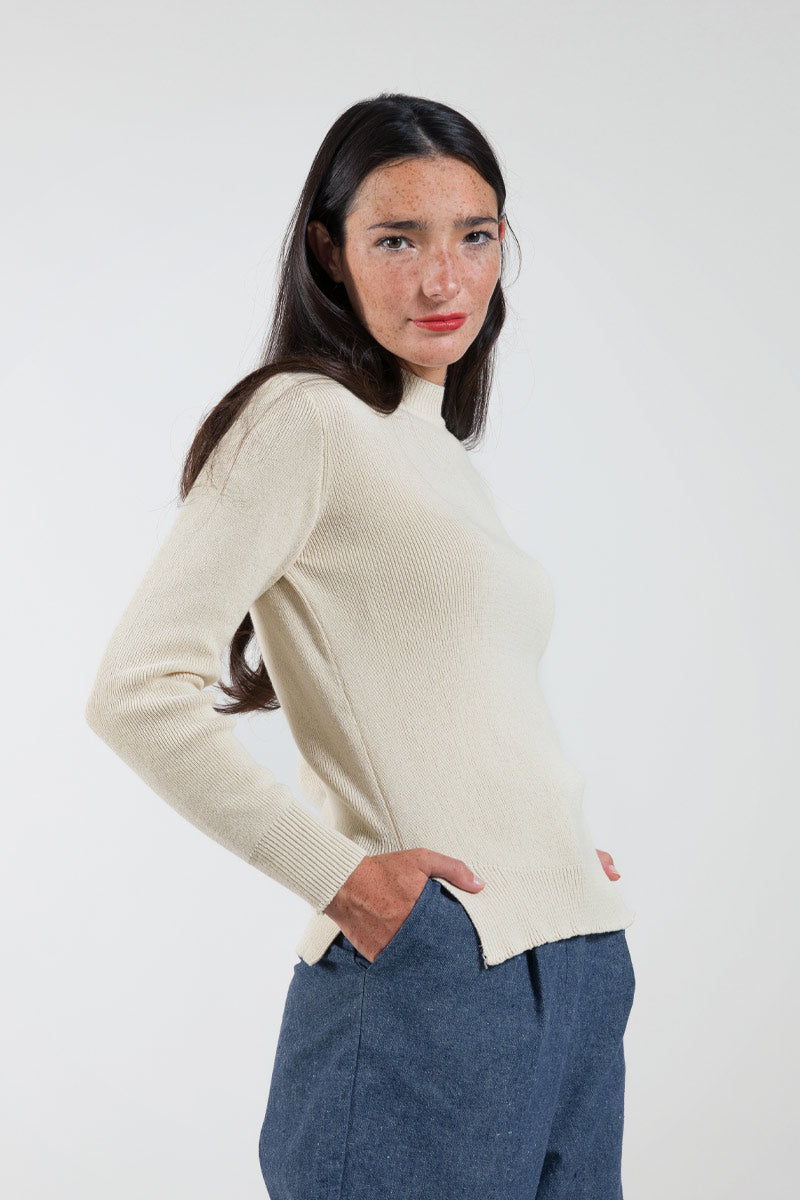 Bianco Burro | Maglia Donna Cotone Rigenerato Audrey