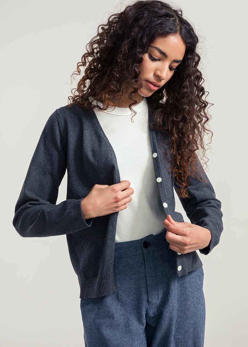 Grigio Antracite | Cardigan Donna Cotone Rigenerato Lucia