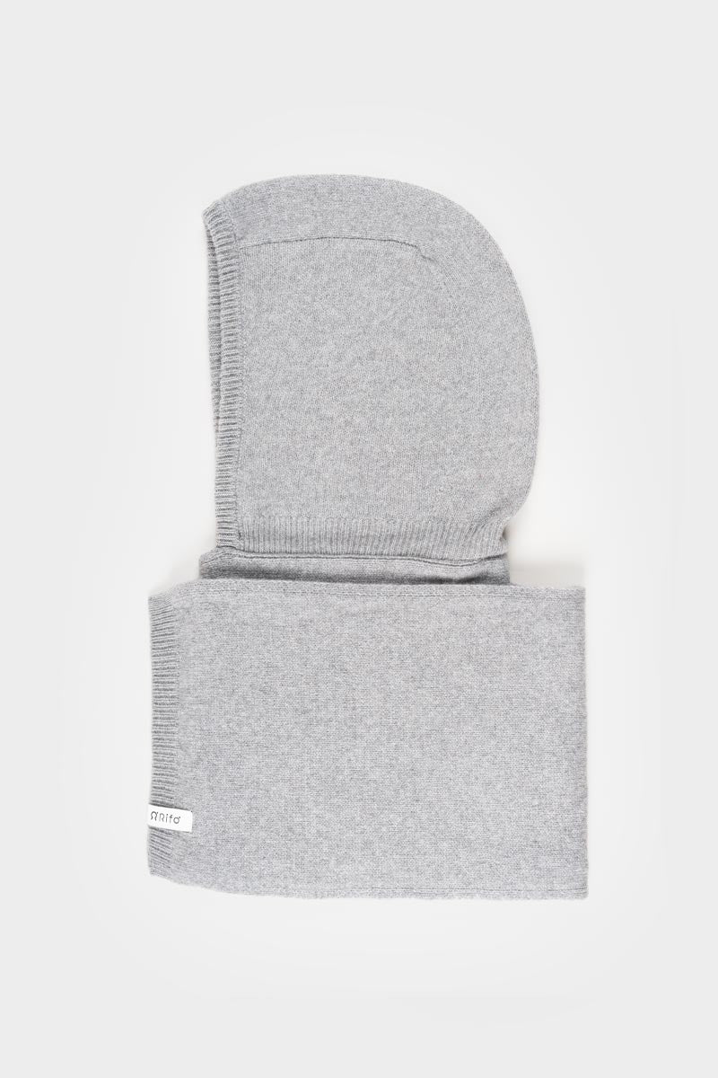 Sciarpa Cappuccio Cashmere Rigenerato Grigio Ilenia - Rifò Lab Moda circolare made in Italy