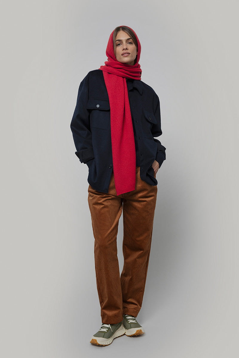 Sciarpa Cappuccio Cashmere Rigenerato Rosso Ilenia - Rifò Lab Moda circolare made in Italy