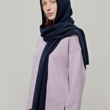 Sciarpa Cappuccio Cashmere Rigenerato Blu Ilenia - Rifò Lab Moda circolare made in Italy