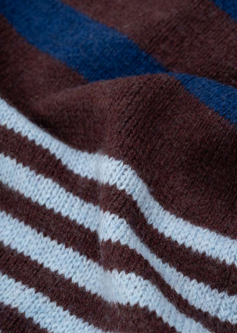 Sciarpa Cashmere Sottile a Righe Azzurro Rino - Rifò Lab Moda circolare made in Italy