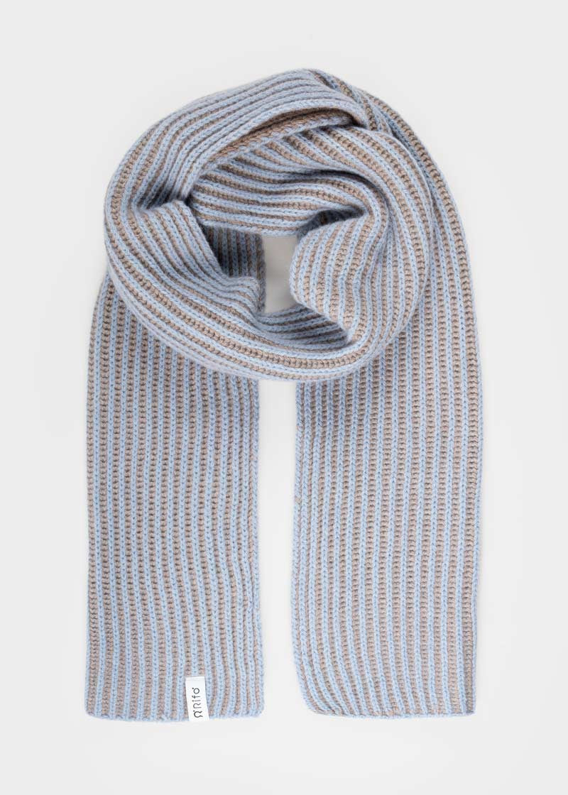 Sciarpa Cashmere Donna Uomo Rigenerato Grigia Azzurra Julia - Rifò Lab Moda circolare made in Italy