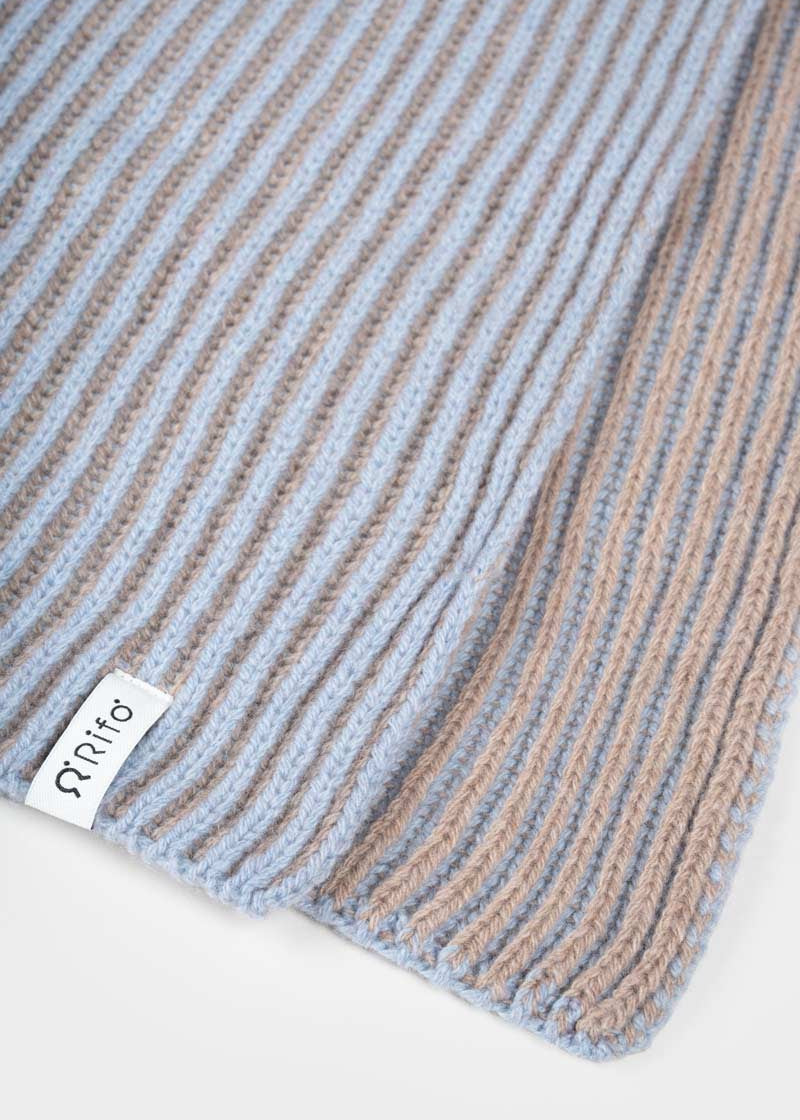 Sciarpa Cashmere Donna Uomo Rigenerato Grigia Azzurra Julia - Rifò Lab Moda circolare made in Italy