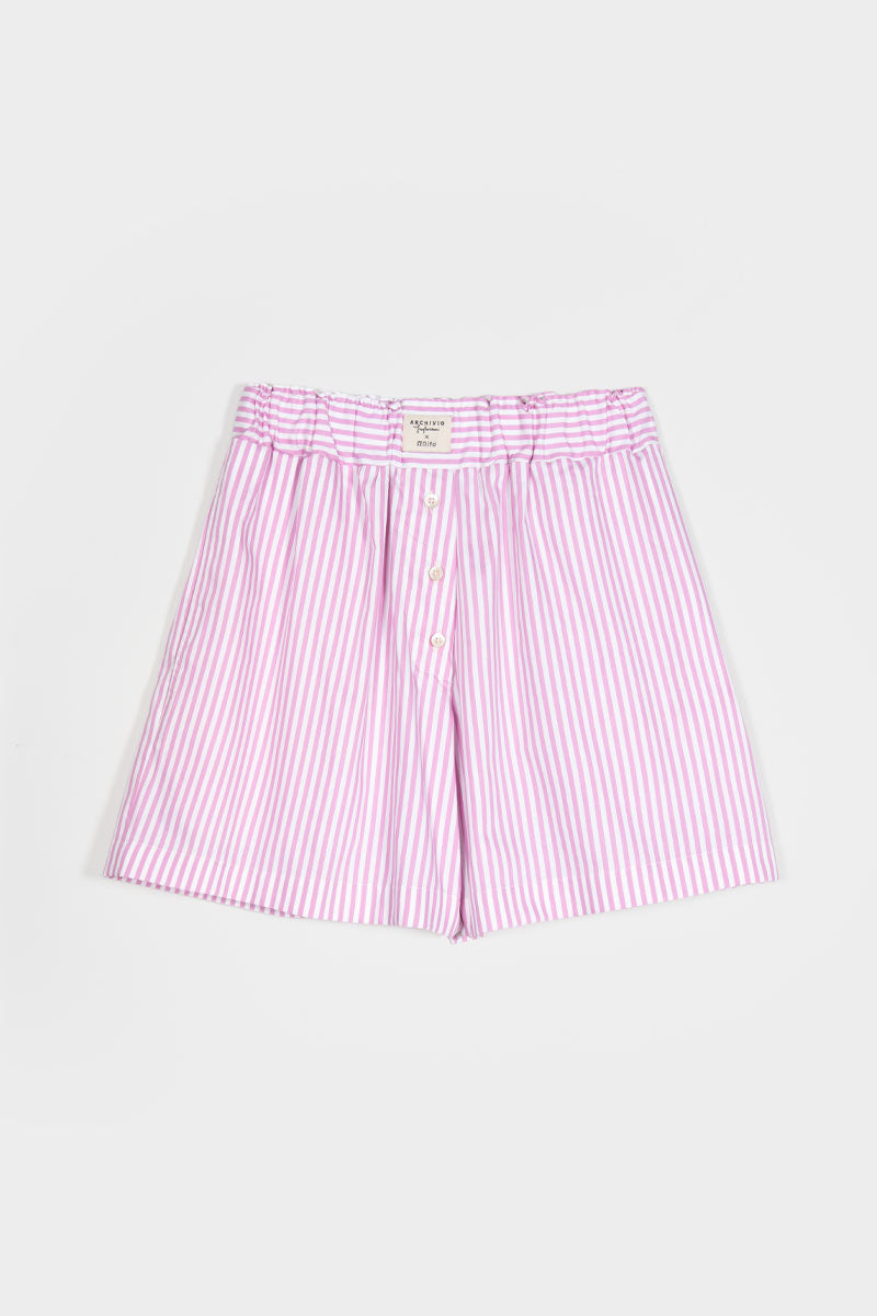 Pantaloncini Boxer Donna a Righe Rosa  Cotone Inghirami Allegra Gialli - Rifò Lab Moda circolare made in Italy
