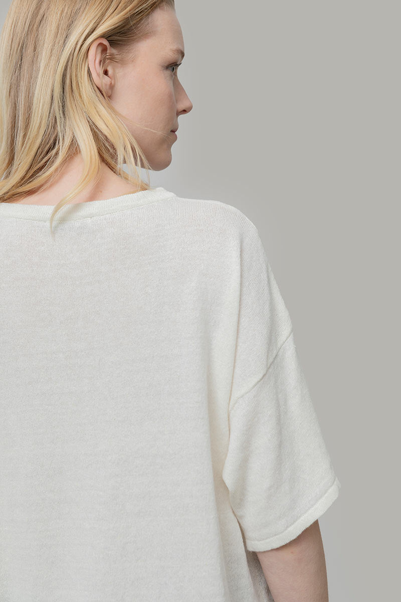 T-Shirt Lino Riciclato Donna Febe Bianco Burro  - Rifò Lab Moda circolare made in Italy