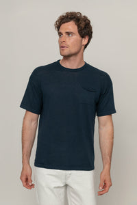 T-Shirt Lino Riciclato Uomo Matteo Blu