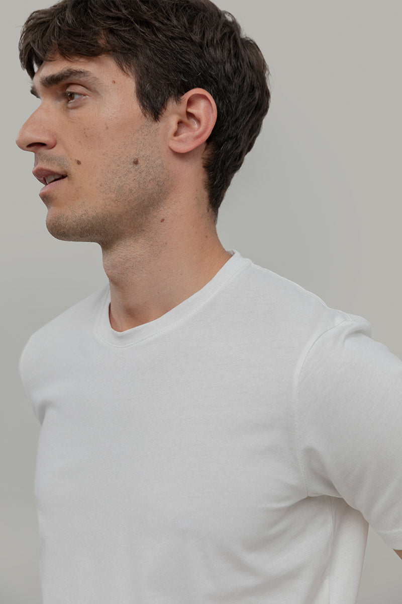 Bianco Latte | tshirt cotone uomo organico e cotone rigenerato Elio