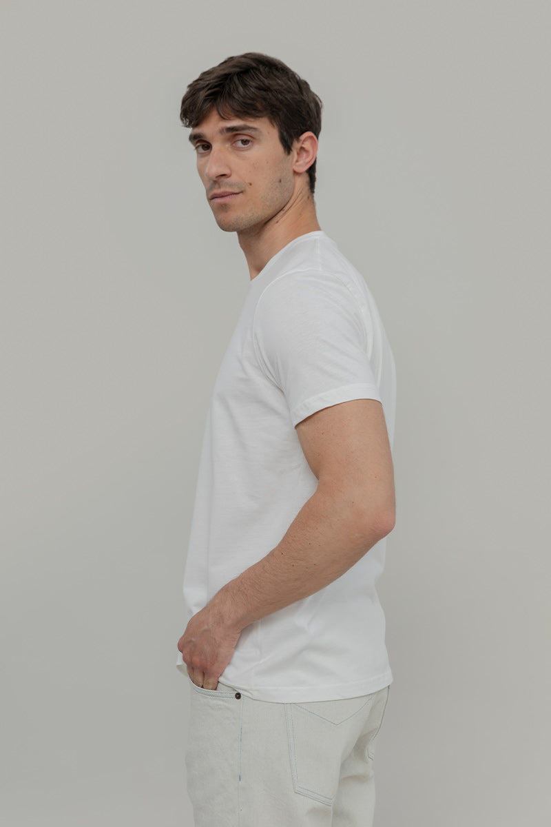 Bianco Latte | tshirt cotone uomo organico e cotone rigenerato Elio