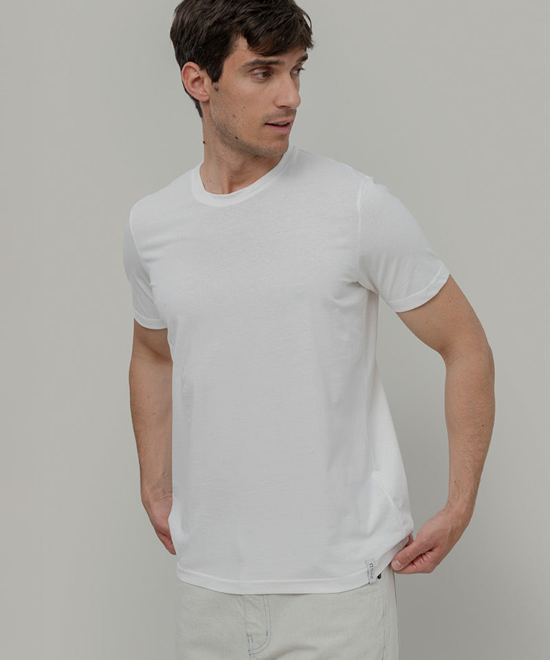 Bianco Latte | tshirt cotone uomo organico e cotone rigenerato Elio