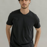 t shirt uomo cotone organico e cotone rigenerato Elio - Nero Corvino