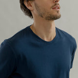 t shirt uomo cotone organico e cotone rigenerato blu - Elio