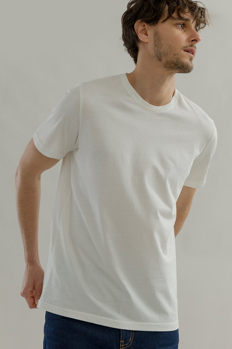 t shirt uomo cotone organico e cotone rigenerato bianca - Elio