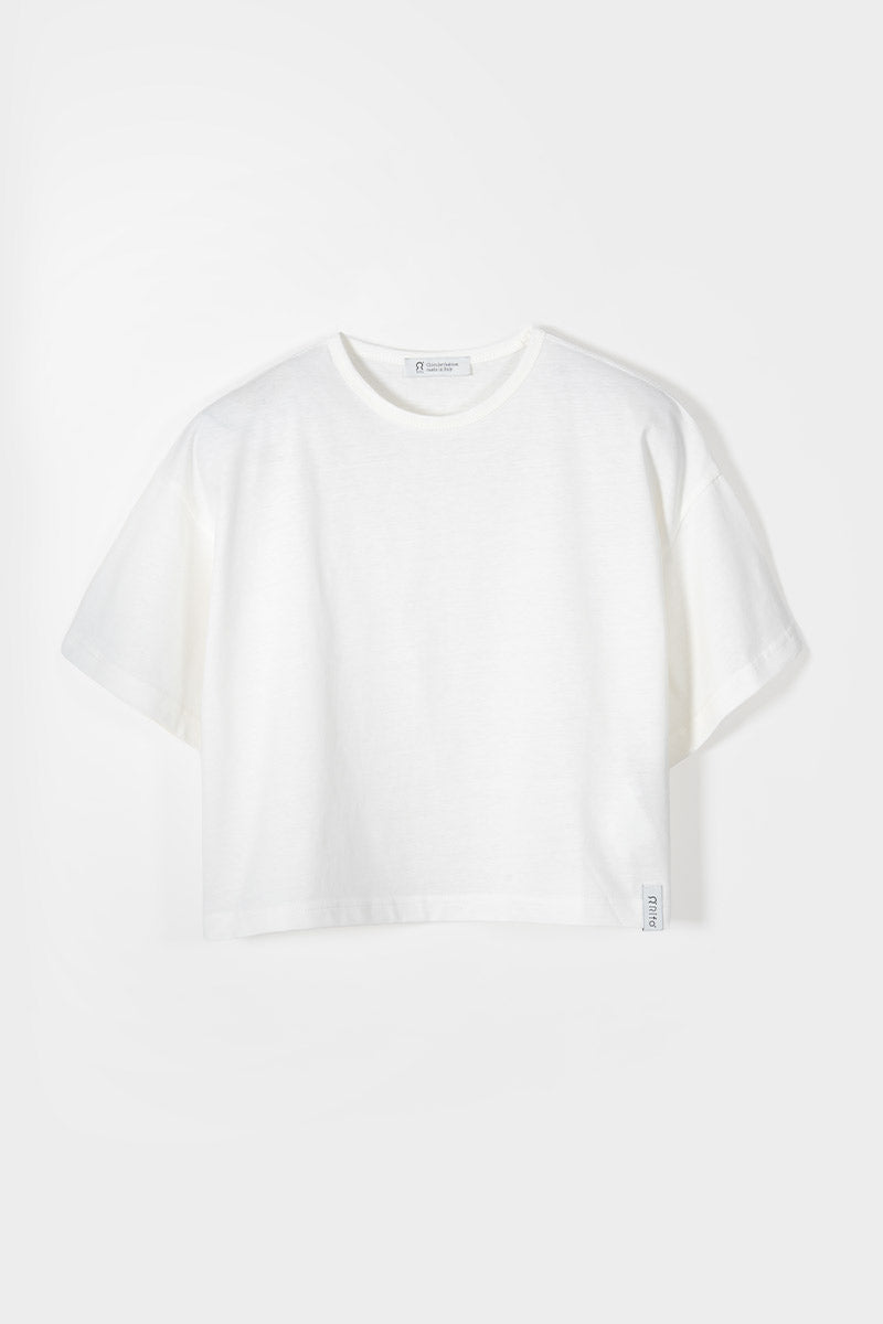 T Shirt Crop Top Donna Cotone Rigenerato Bianca Alessia - Rifò