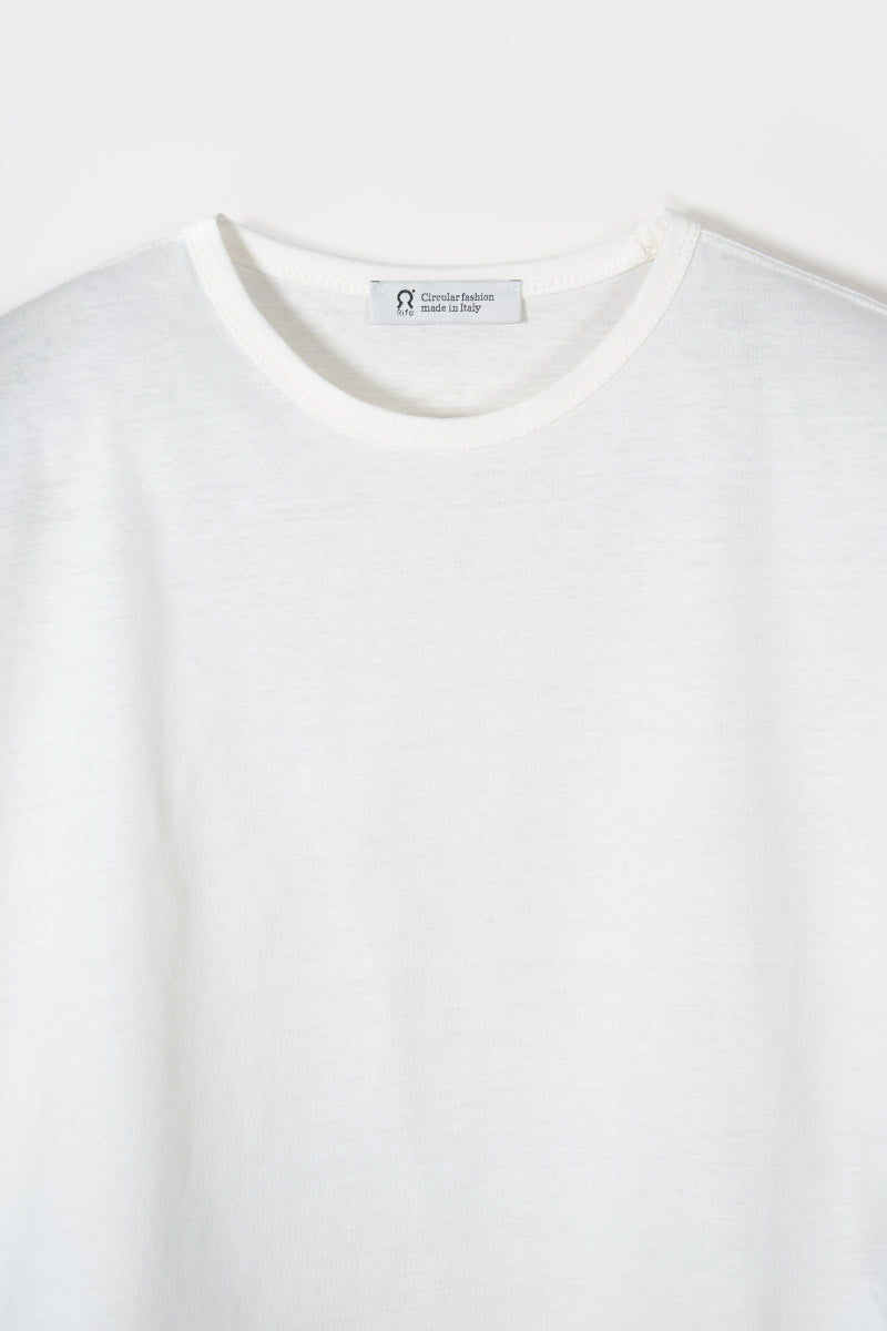T Shirt Crop Top Donna Cotone Rigenerato Bianca Alessia - Rifò