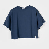 T Shirt Crop Top Donna Cotone Rigenerato Blu Alessia - Rifò