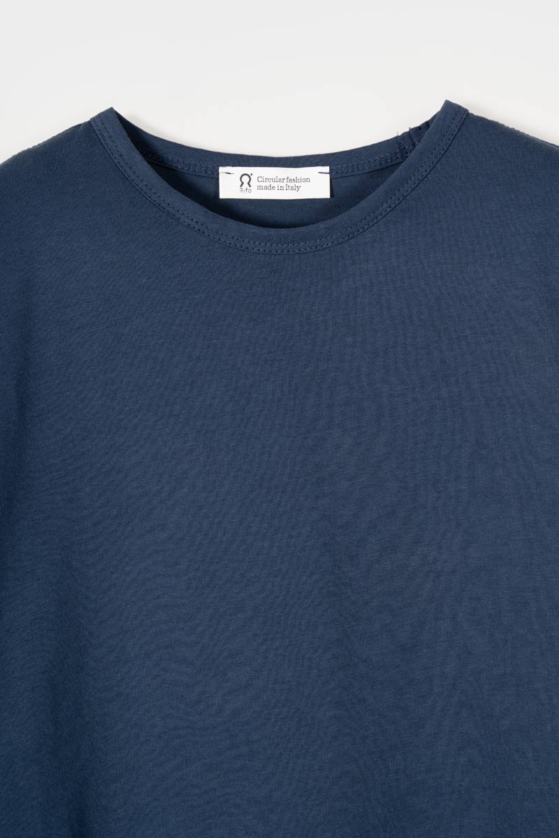 T Shirt Crop Top Donna Cotone Rigenerato Blu Alessia - Rifò