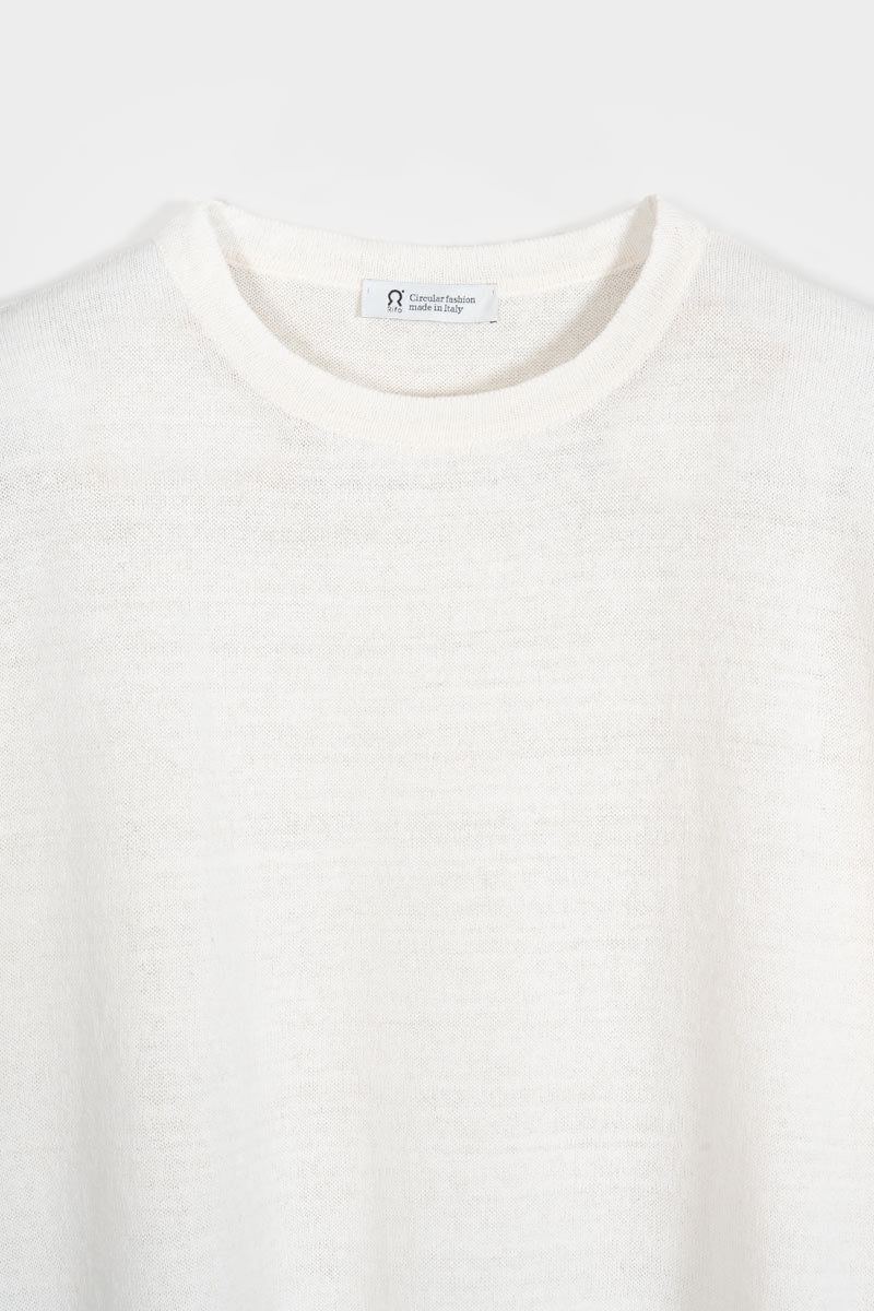 T-Shirt Lino Riciclato Donna Febe Bianco Burro  - Rifò Lab Moda circolare made in Italy