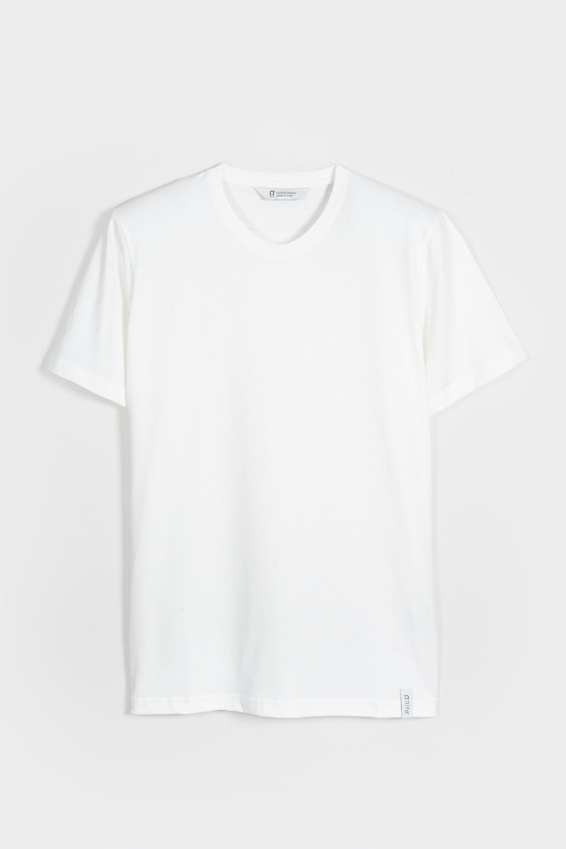 Bianco Latte | tshirt cotone uomo organico e cotone rigenerato Elio