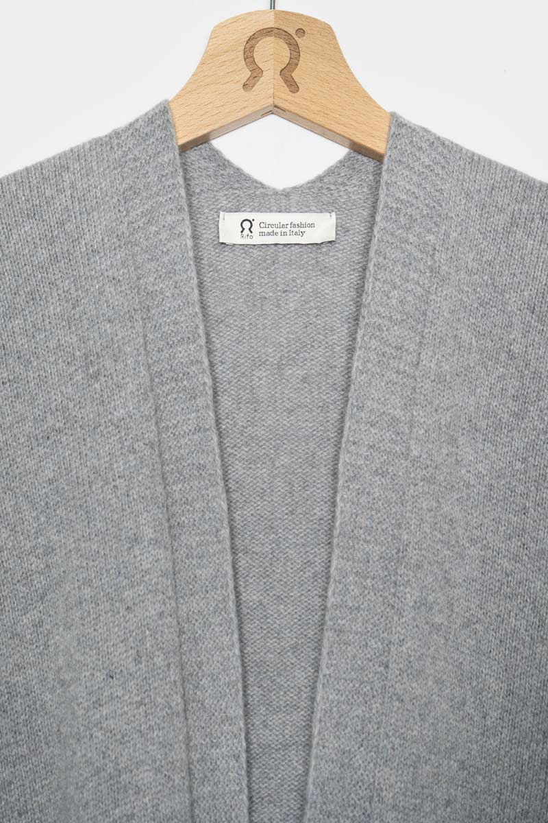 Grigio Calce | Cardigan Donna Cashmere Rigenerato Edi
