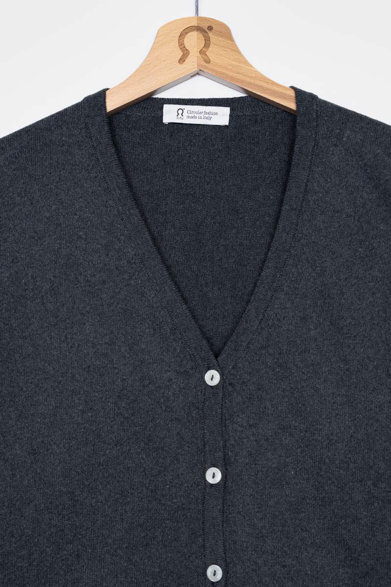 Grigio Antracite | Cardigan Donna Cotone Rigenerato Lucia