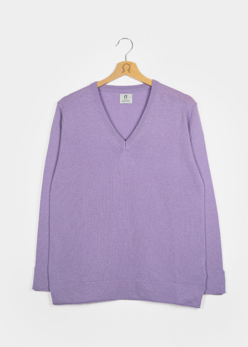 Viola Glicine | maglia light cashmere rigenerato scollo V