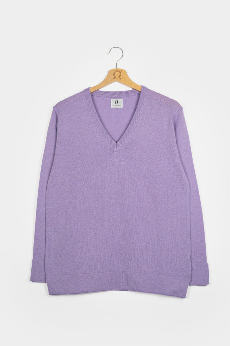 Viola Glicine | maglia light cashmere rigenerato scollo V