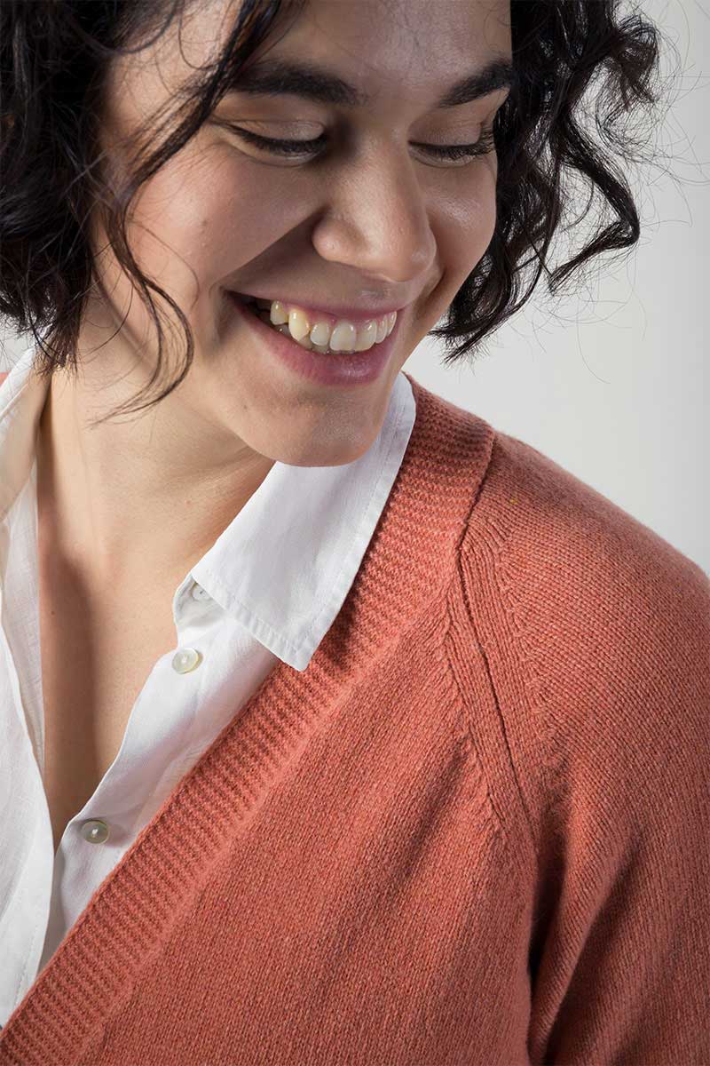 Rosa Pompelmo | Cardigan Donna Cashmere Rigenerato Venere